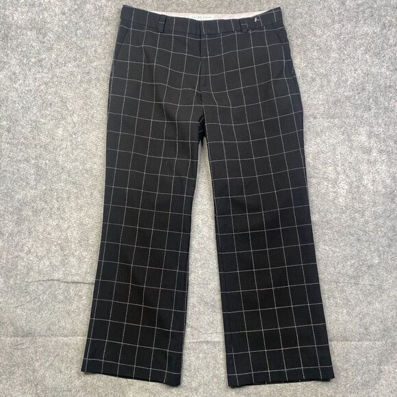 Trina Turk Trouser Pant Size 34 Black Plaid Office Career Polyester Straight Leg - Picture 1 of 12